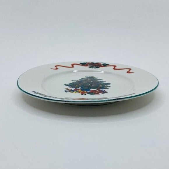 Newcor Origins Holiday Dessert Plate #126 Christmas Morning Tree Teddy Garland - Picture 3 of 6